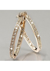 Rhinestone Design Gold Circle Detail Earrings