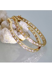 Gold jewelry,Rhinestone Design Gold Circle Detail Earrings