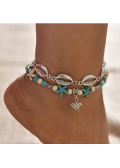 Sea Turtle Beads Detail Turquoise Anklet