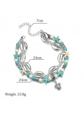 Multi Color jewelry,Sea Turtle Beads Detail Turquoise Anklet