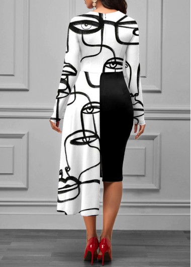 Multi Color dresses,Graphic dresses,ROTITA Character Print Overlay Long Sleeve Dress