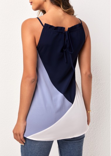 Contrast Color tops,Tie Back Color Block Camisole Top