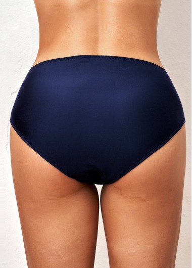 Navy swimwear,Plain Color swimwear,ROTITA Navy Skinny Mid Waisted Bikini Bottom