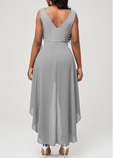 Grey jumpsuits & rompers,Plain Color jumpsuits & rompers,ROTITA Lace Stitching Grey Faux Two Piece Jumpsuit