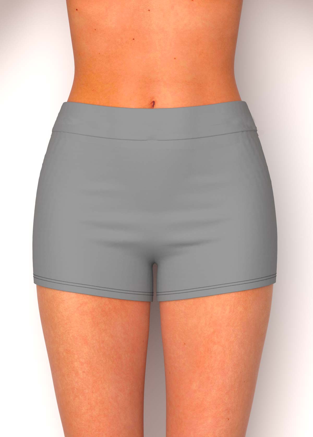 ROTITA Elastic Detail Light Grey Mid Waist Swimwear Shorts