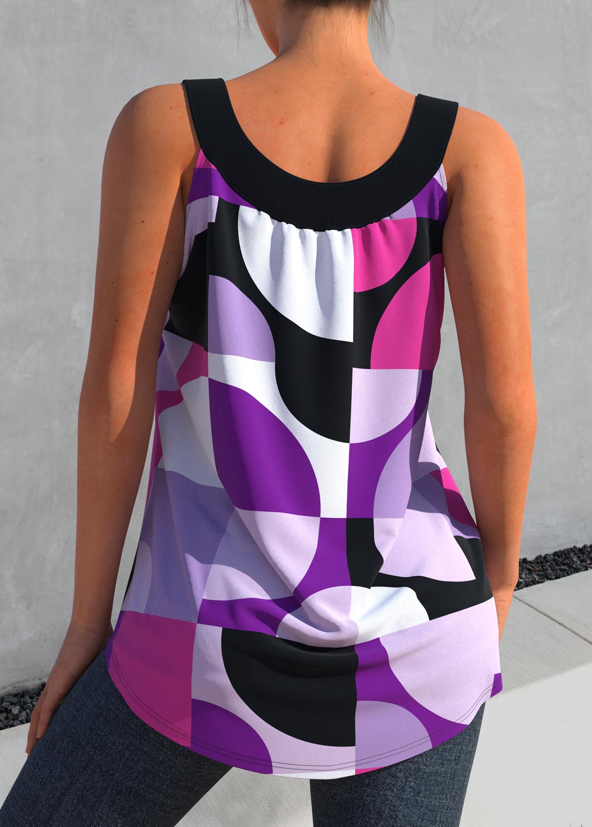 Multi Color tops,Floral tops,ROTITA Multi Color Printed Round Neck Tank Top