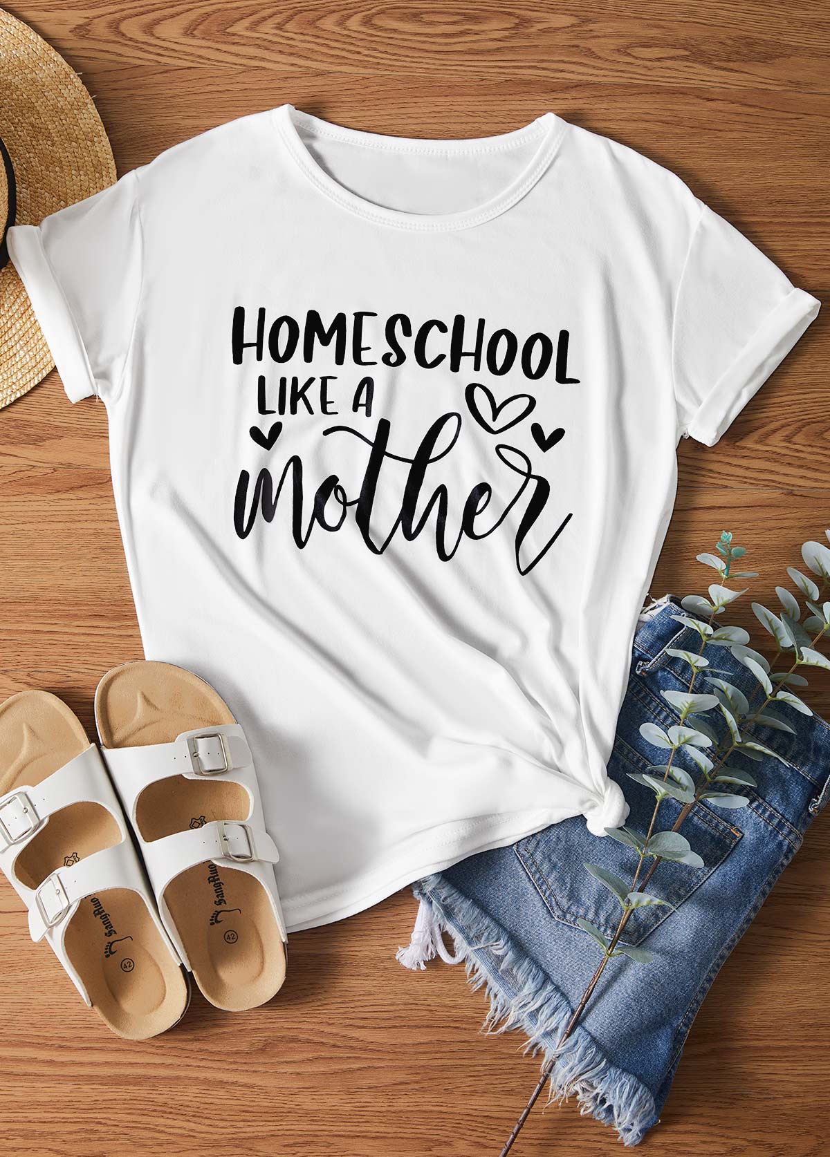 Mother's Day White Letter Print T Shirt