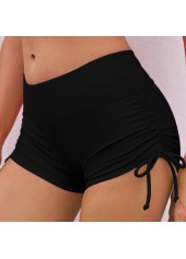 Black swimwear,Plain Color swimwear,Drawstring Detail Mid Waist Solid Swimwear Shorts