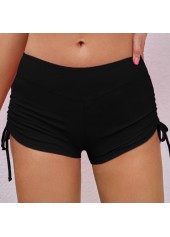 Black swimwear,Plain Color swimwear,Drawstring Detail Mid Waist Solid Swimwear Shorts