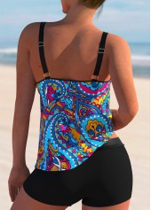 Blue swimwear,Paisley swimwear,ROTITA Spaghetti Strap Paisley Print Tankini Set