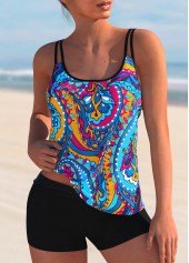 ROTITA Spaghetti Strap Paisley Print Tankini Set