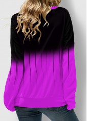 Purple plus size,Ombre plus size,ROTITA Plus Size Lace Up Ombre Long Sleeve Sweatshirt