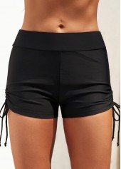 ROTITA Short de bain noir taille mi-haute avec cordon de serrage