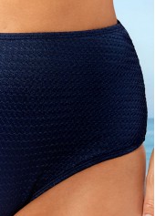 Plain Color swimwear,ROTITA Navy Blue High Waisted Wide Strap Bikini Set