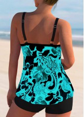 Cyan swimwear,Paisley swimwear,ROTITA Paisley Print Cyan Bowknot Tankini Set