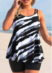 Color Block Plus Size Tie Dye Print Tankini Set