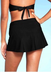 Black swimwear,Plain Color swimwear,ROTITA Black Mid Waist Side Slit Pantskirt