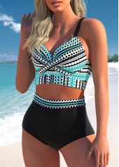 Black swimwear,Dot swimwear,ROTITA Polka Dot High Waisted Black Bikini Set