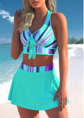Cyan plus size,Striped plus size,ROTITA Plus Size Striped Cyan Ombre Cross Strap Bikini Set