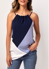 Contrast Color tops,Tie Back Color Block Camisole Top