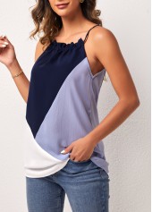 Contrast Color tops,Tie Back Color Block Camisole Top