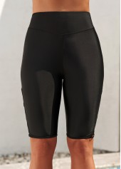 Black swimwear,Plain Color swimwear,High Waisted Black Cross Strap Swim Shorts