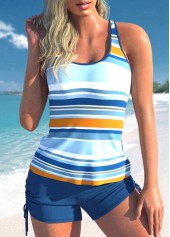 ROTITA Stripe Print Cutout Multi Color Tankini Set