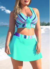 Cyan plus size,Striped plus size,ROTITA Plus Size Striped Cyan Ombre Cross Strap Bikini Set