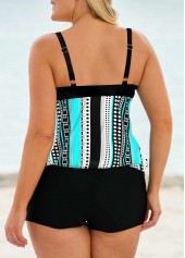 Cyan plus size,Geometric plus size,ROTITA Plus Size Cyan Geometric Print Tankini Top