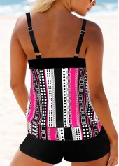 Hot Pink swimwear,Tribal swimwear,ROTITA Hot Pink Double Straps Polka Dot Tankini Top