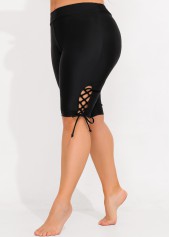 ROTITA Short de bain noir taille mi-haute à lacets