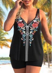 Multi Color swimwear,Tribal swimwear,ROTITA Double Straps Multi Color Tribal Print Tankini Top