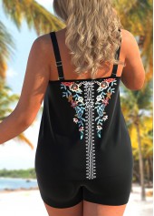 Multi Color swimwear,Tribal swimwear,ROTITA Double Straps Multi Color Tribal Print Tankini Top