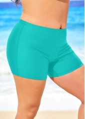Cyan plus size,Plain Color plus size,ROTITA Plus Size Mid Waist Cyan Skinny Swim Shorts