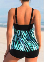 Cyan swimwear,Striped swimwear,ROTITA Wide Strap Striped Cyan Tankini Top