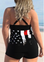 Black plus size,Flag plus size,ROTITA Plus Size Black American Flag Print Tankini Top