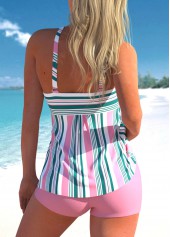 Pink swimwear,Striped swimwear,ROTITA Pink Striped Wide Strap Tankini Set