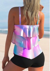Multi Color swimwear,Ombre swimwear,ROTITA Ombre Multi Color Layered Hem Tankini Top