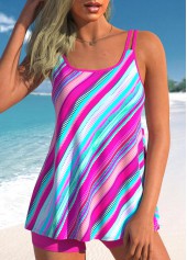 Rotita Tankini-Set in Pink mit Streifenmuster und doppelten Trägern