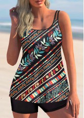 Double Straps Floral Print Multi Color Tankini Set