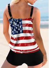 Multi Color swimwear,Flag swimwear,ROTITA Multi Color American Flag Print Tankini Top
