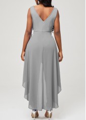 Grey jumpsuits & rompers,Plain Color jumpsuits & rompers,ROTITA Lace Stitching Grey Faux Two Piece Jumpsuit