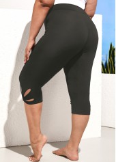 Dark Grey plus size,Plain Color plus size,ROTITA Petal Shape Hollow Plus Size Dark Grey Shorts