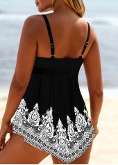 White swimwear,Tribal swimwear,ROTITA Tribal Print White Lace Up Swimdress Top
