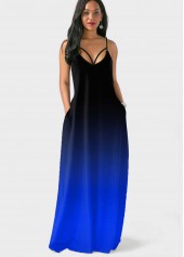 Royal Blue dresses,Ombre dresses,Vacation dresses,Vacation dresses,ROTITA Pocket Ombre Sapphire Blue Maxi Dress