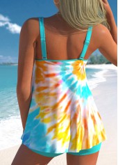 Cyan plus size,Tie Dye plus size,ROTITA Plus Size Tie Dye Print Cyan Tankini Set