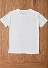 White tops,Letter tops,Letter Print Round Neck Short Sleeve White T Shirt