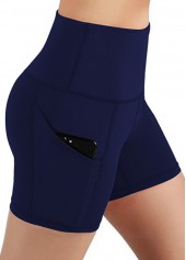 ROTITA Pocket Detail High Waisted Navy Blue Swim Short