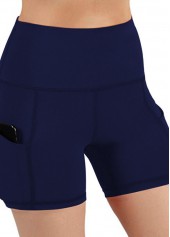 ROTITA Pocket Detail High Waisted Navy Blue Swim Short