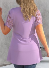 Light Purple plus size,Plain Color plus size,ROTITA Plus Size Embroidered Light Purple T Shirt